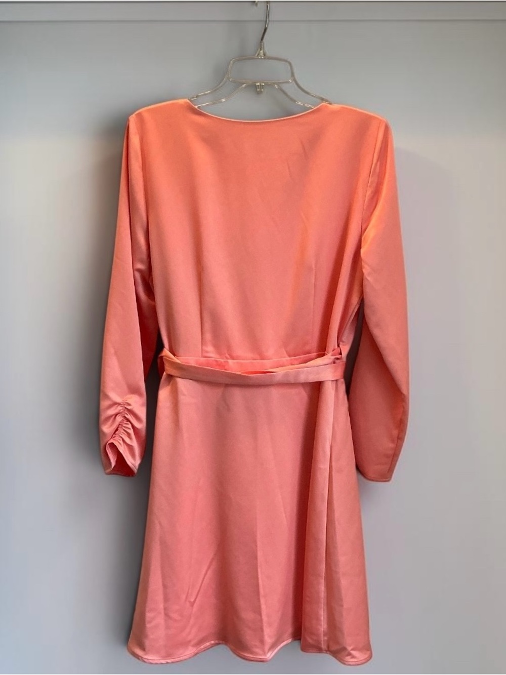 Gianni Bini Coral Wrap NWT Size 10 Satin Plunge Neck Event Dress - Picture 3 of 9